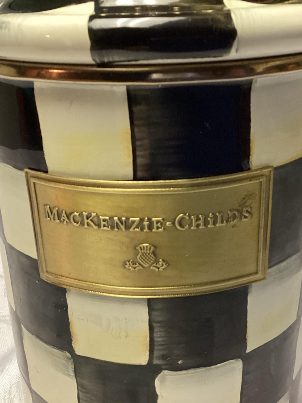 Mackenzie Child COURTLEY check cannister. New - Picture 2 of 12